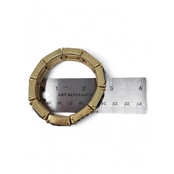 Lia Sophia Matte Gold Stretch Bracelet Versailles w/ smoke grey Cut Crystals - Picture 5 of 7